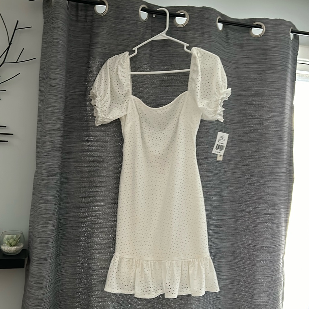 White Ruffle Sleeve Dress
